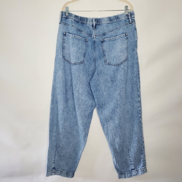 Banana Republic Barrel Jeans Size L Hi-Rise Drawstring Waist Light Wash Baggy - Picture 4 of 13